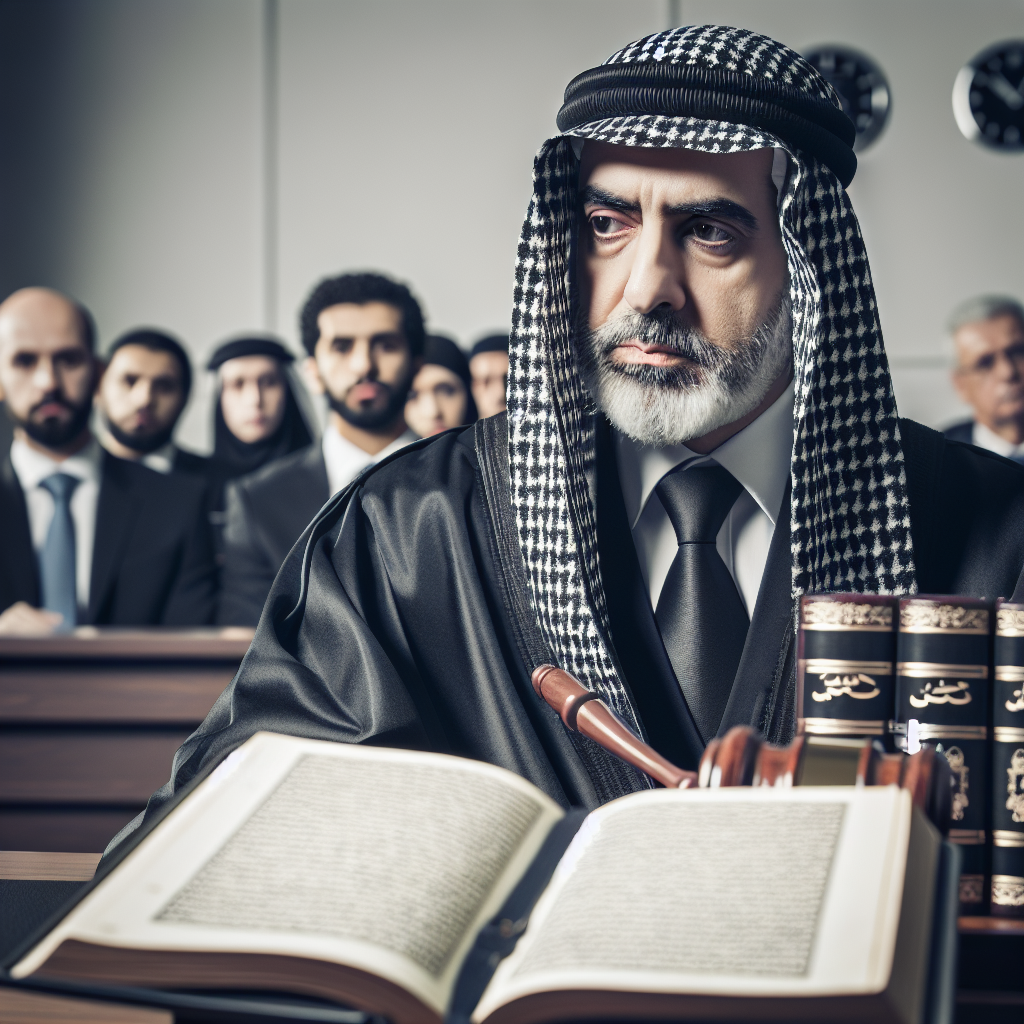 תמונה של משפט מתקיים בבית משפט עם דגש על שופט וחוקי המדינה הפתוחים.